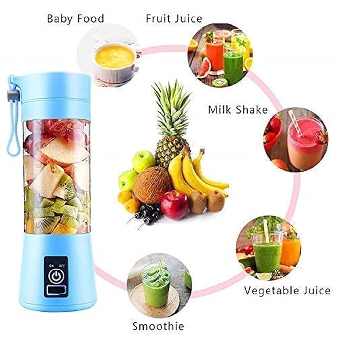 Portable Blender | 380ML USB Rechargeable Mini Juicer | 6 Stainless Steel Blades | Personal Smoothie Maker for Shakes, Juice & Protein | Lightweight Travel Blender | Multi Colour