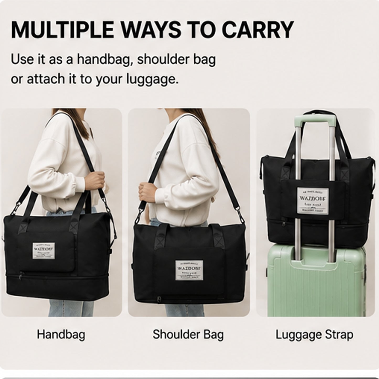 Large Foldable Travel Bag with Shoe Compartment & Wet Pocket | Assorted Colors