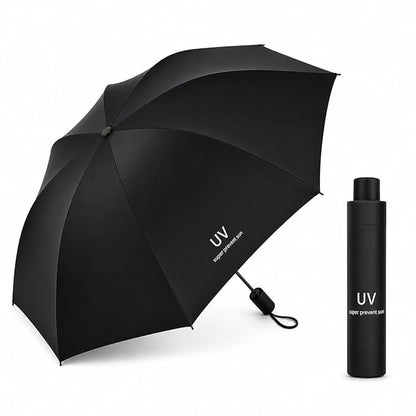 Automatic Folding Umbrella for Men & Women | Auto Open & Close | Windproof | UV Protection | Compact Travel Umbrella for Sun & Rain (Black) - M11
