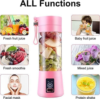 Portable Blender | 380ML USB Rechargeable Mini Juicer | 6 Stainless Steel Blades | Personal Smoothie Maker for Shakes, Juice &amp; Protein | Lightweight Travel Blender | Multi Colour