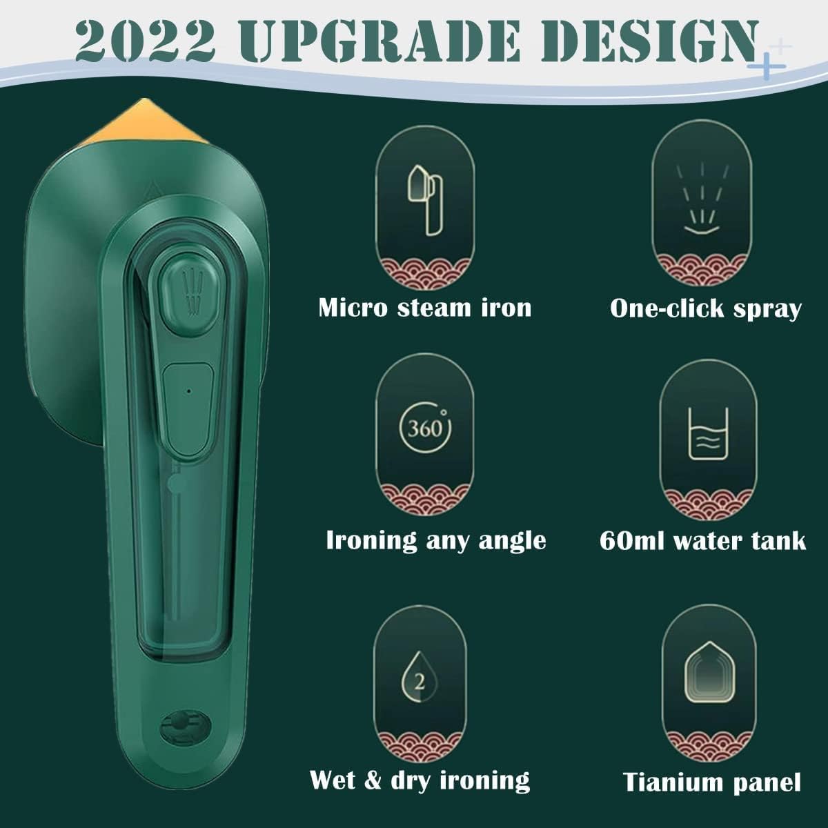 Portable Handheld Steam Iron Machine for Clothes | Mini Travel Garment Steamer | Wet &amp; Dry Ironing | Wrinkle Remover for Home &amp; Travel | 2