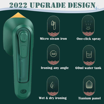 Portable Handheld Steam Iron Machine for Clothes | Mini Travel Garment Steamer | Wet &amp; Dry Ironing | Wrinkle Remover for Home &amp; Travel | 2