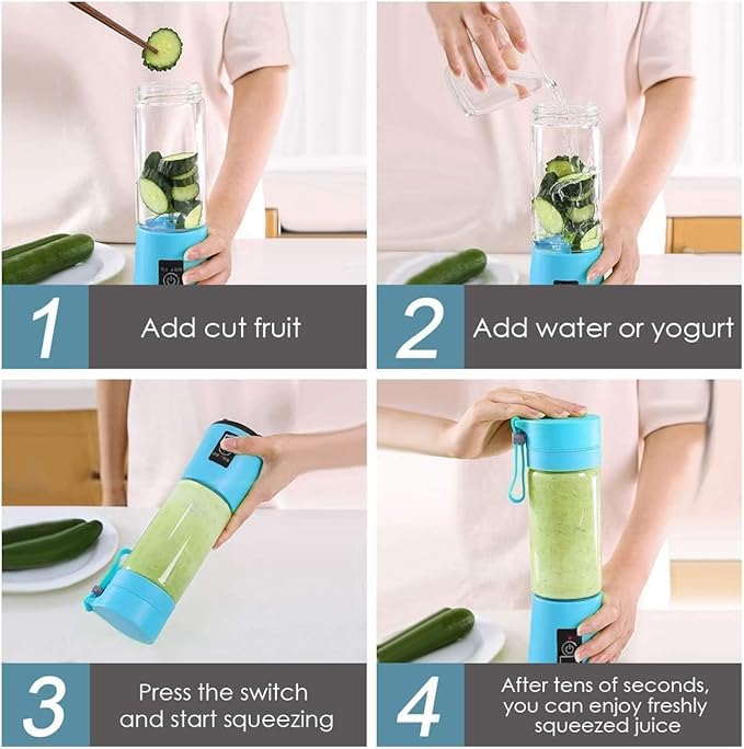 Portable Blender | 380ML USB Rechargeable Mini Juicer | 6 Stainless Steel Blades | Personal Smoothie Maker for Shakes, Juice &amp; Protein | Lightweight Travel Blender | Multi Colour
