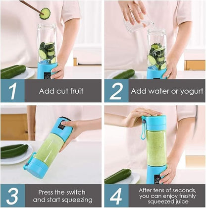 Portable Blender | 380ML USB Rechargeable Mini Juicer | 6 Stainless Steel Blades | Personal Smoothie Maker for Shakes, Juice &amp; Protein | Lightweight Travel Blender | Multi Colour