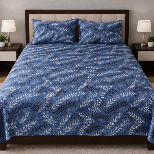 Premium Polycotton Double Bedsheet with 2 Pillow Covers (90x90 Inches, Lightweight 80 GSM, Soft & Durable)