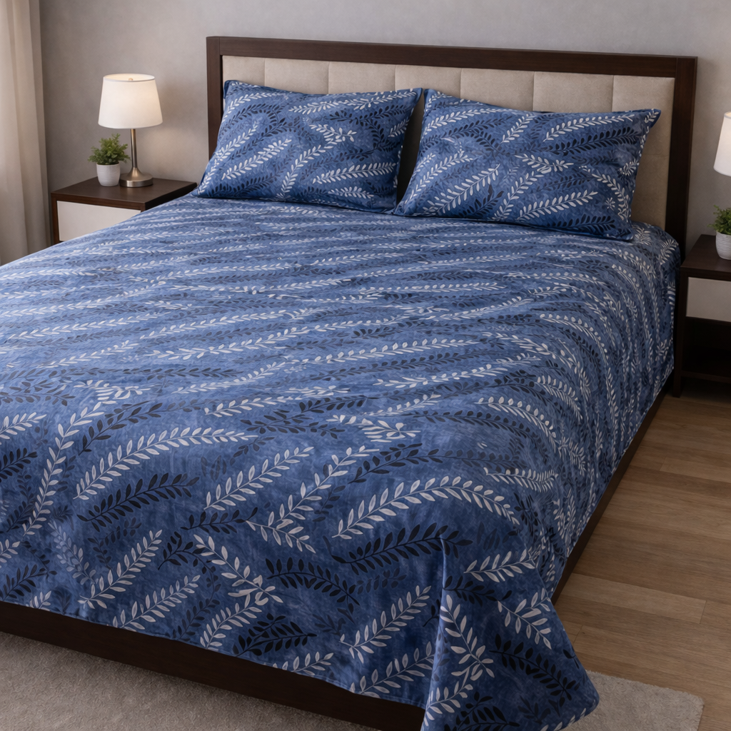 Premium Polycotton Double Bedsheet with 2 Pillow Covers (90x90 Inches, Lightweight 80 GSM, Soft & Durable)