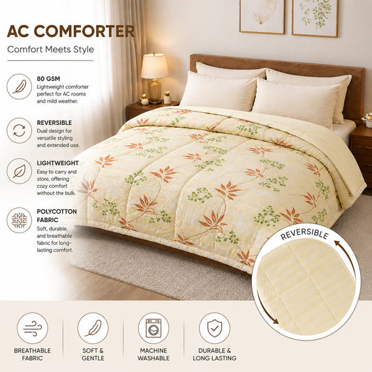 AC Comforter | 70×90 Inch Double Bed Quilt | Supersonic | 1100Gms Ultra Soft Microfiber | Lightweight All-Season Blanket for AC Rooms | Reversible Comforter - MP