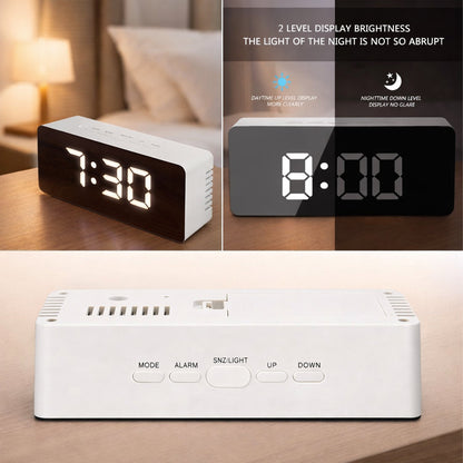 Digital Mirror Alarm Clock with Temperature Display | Smart Night Sensor | LED Display | Snooze Function | Battery Operated