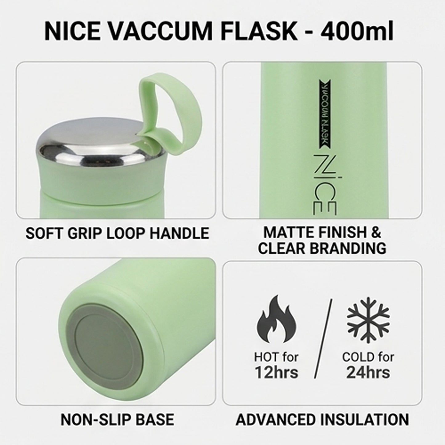 AquaGlass Premium Water Bottle 400ml with Screw Cap, BPA-Free, Portable Design