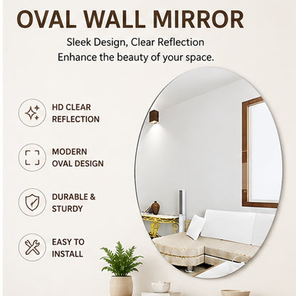 Modern Oval Wall Mirror for Bedroom, Living Room & Bathroom