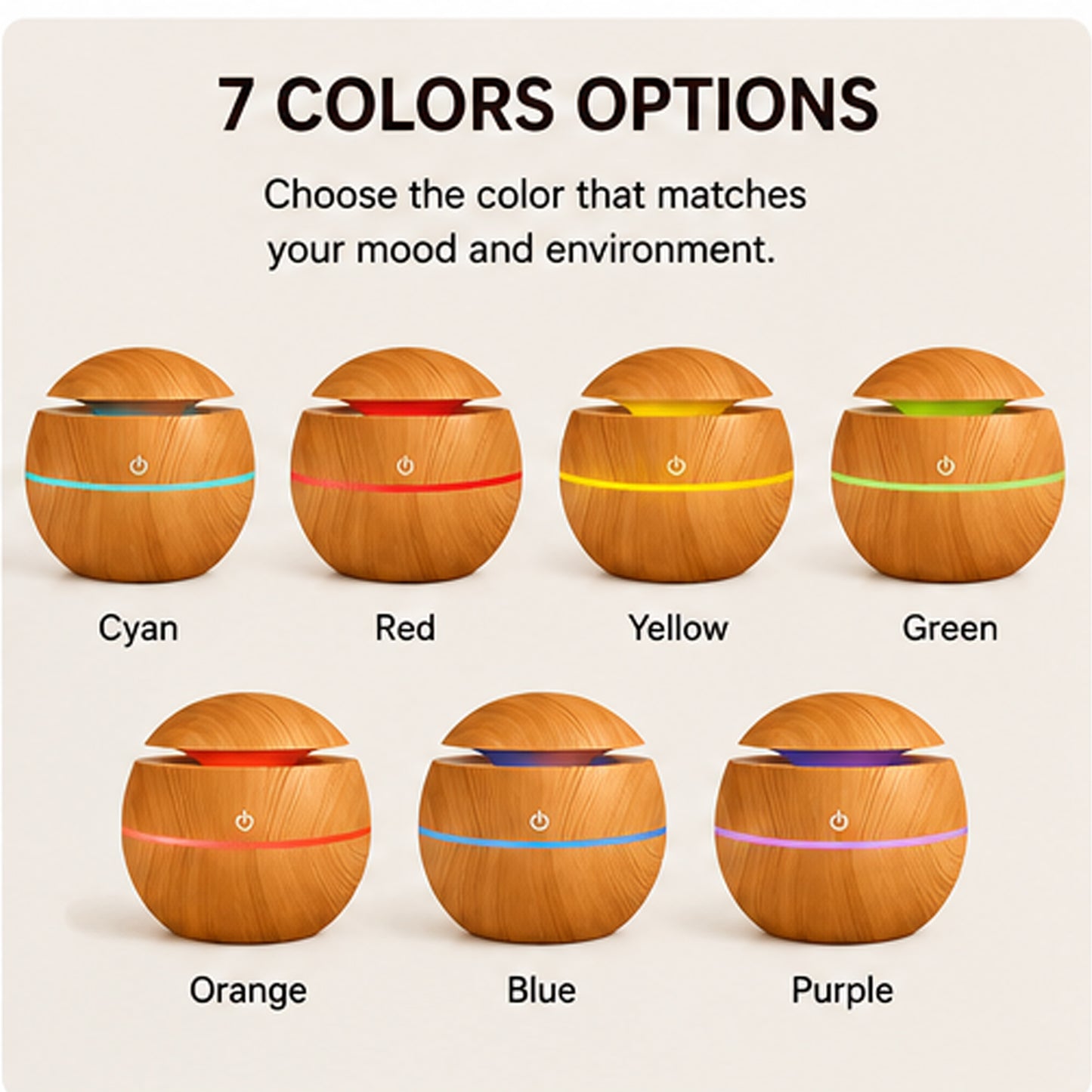 Ultrasonic Aroma Humidifier with 7 Color LED Light