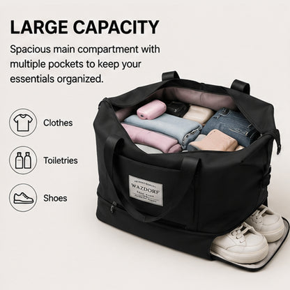Large Foldable Travel Bag with Shoe Compartment & Wet Pocket | Assorted Colors