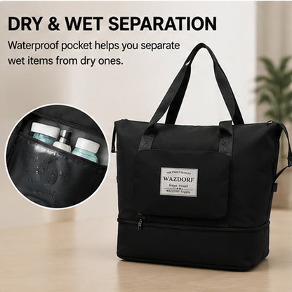 Large Foldable Travel Bag with Shoe Compartment & Wet Pocket | Assorted Colors