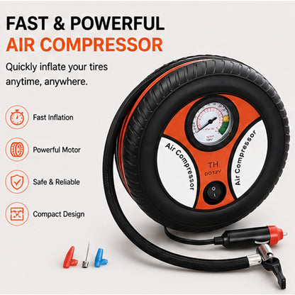 Portable Tyre Air Compressor Pump with Pressure Gauge