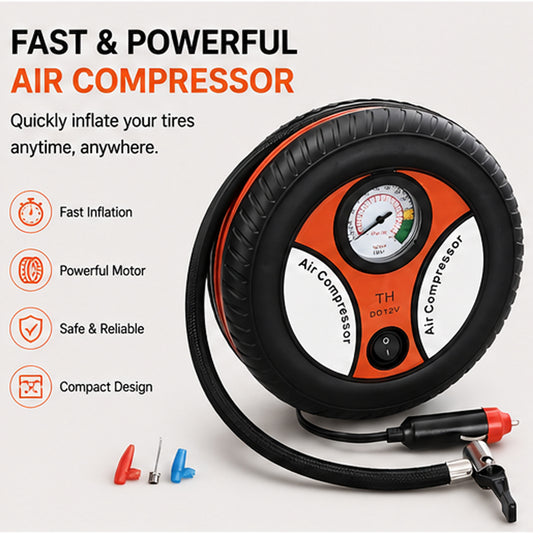 Portable Tyre Air Compressor Pump with Pressure Gauge