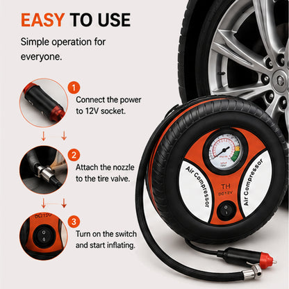 Portable Tyre Air Compressor Pump with Pressure Gauge