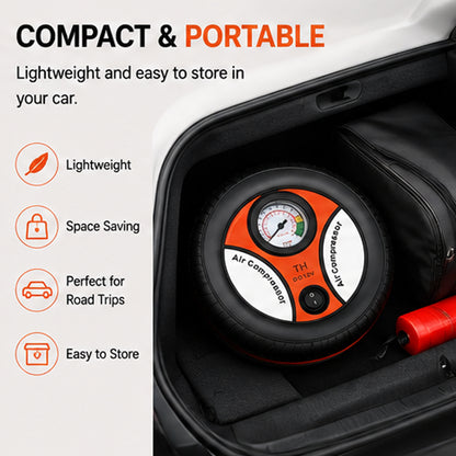 Portable Tyre Air Compressor Pump with Pressure Gauge