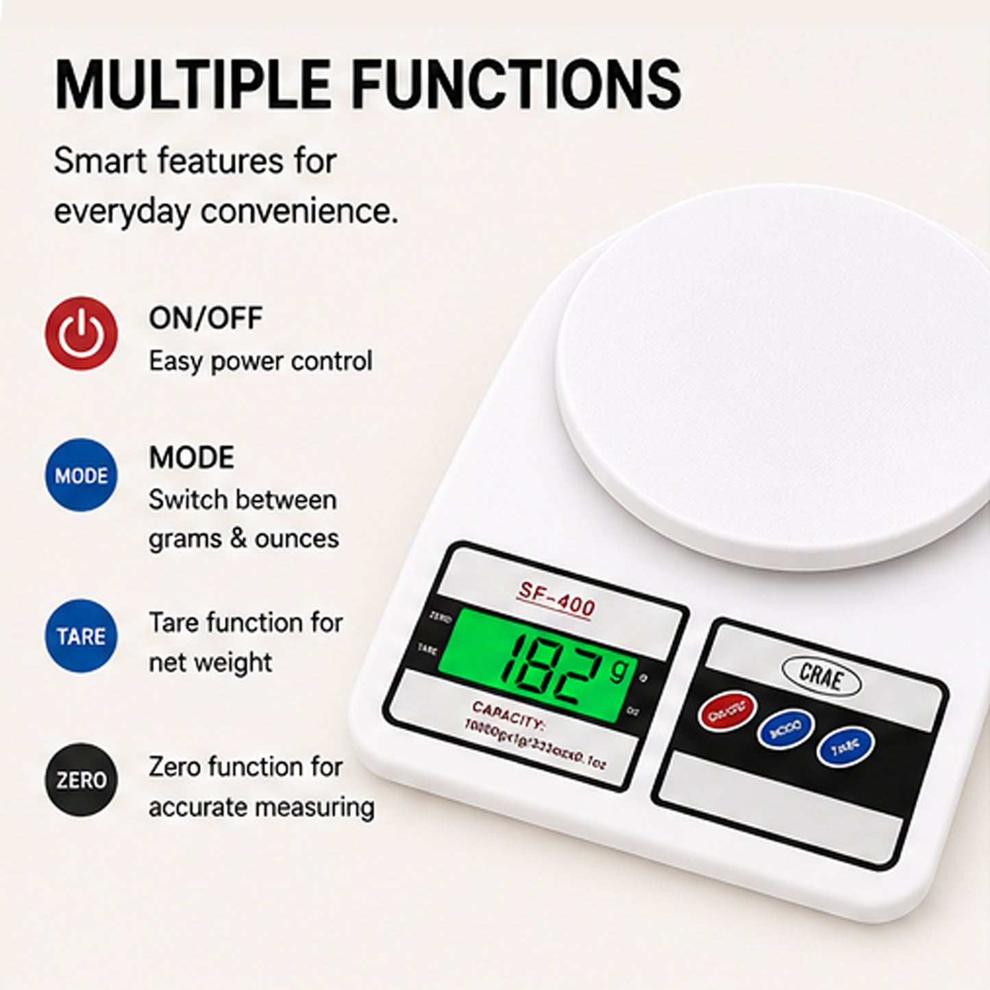 Digital Kitchen Weighing Scale with LCD Display & High Precision