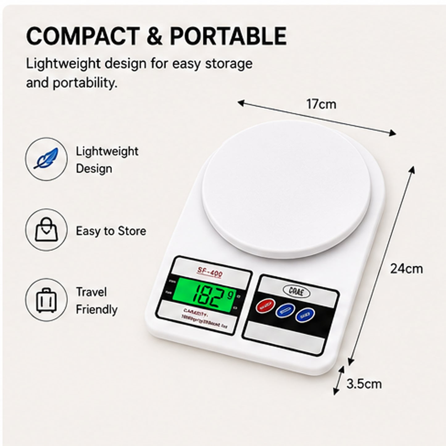 Digital Kitchen Weighing Scale with LCD Display & High Precision