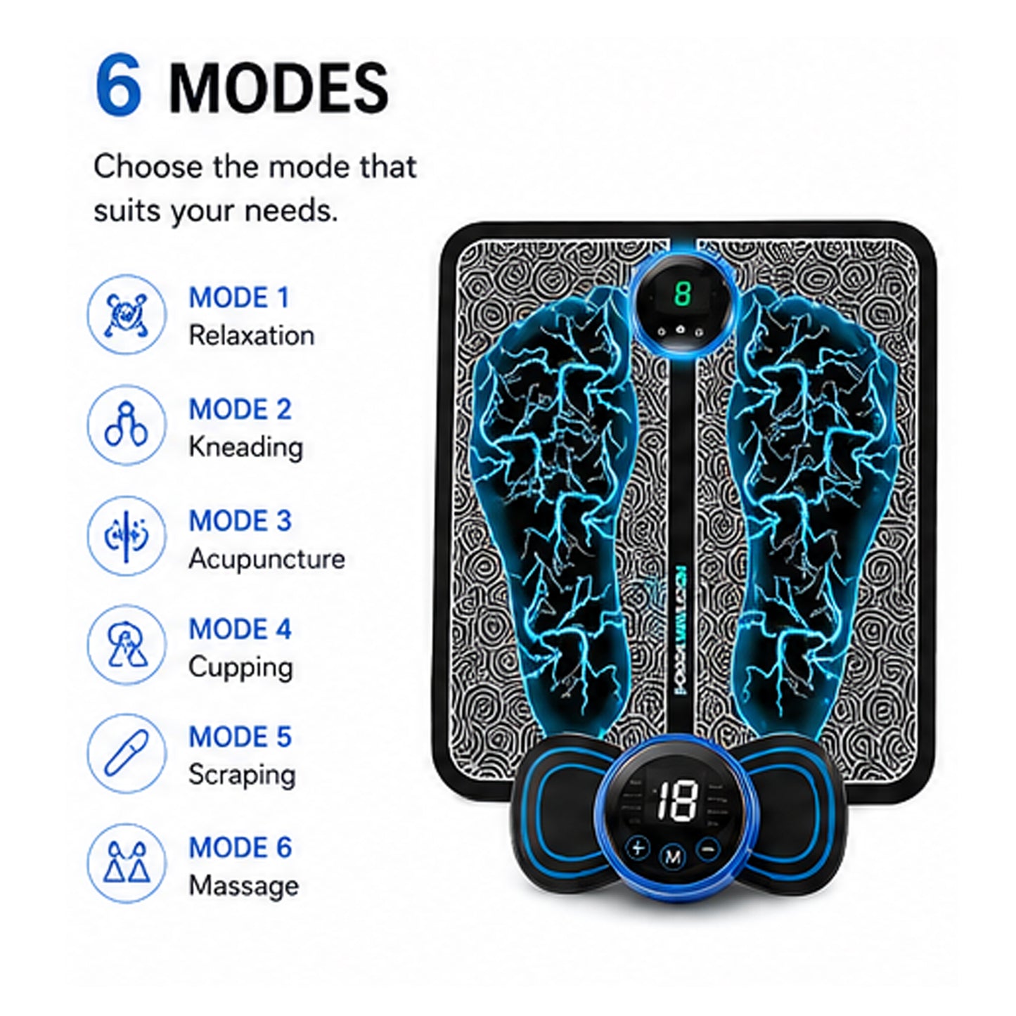 EMS Foot & Body Massager Mat with Digital Controller